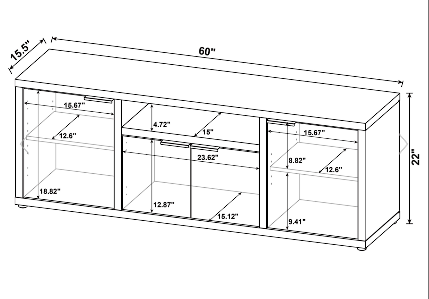 Tabby 3-Piece Entertainment Center With 60″ TV Stand Mango