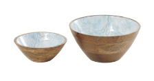 LIGHT BLUE MANGO WOOD HANDMADE NESTING DECORATIVE BOWL