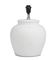 WHITE CEMENT POT INSPIRED TABLE LAMP WITH TEXTURED EXTERIOR,