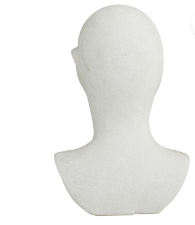 WHITE CERAMIC PEOPLE CUBIST INSPIRED HEAD SCULPTURE, 12" X 9" X 19"