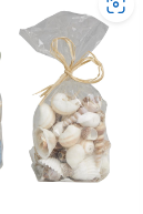 CREAM MANGO WOOD HANDMADE ORBS & VASE FILLER WITH FLORAL AND SHELL ACCENTS,