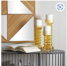 YELLOW GLASS BUBBLE PILLAR CANDLE HOLDER, SET OF 3