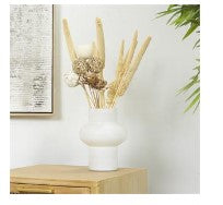 BROWN DRIED PLANT CATTAIL HANDMADE FLORAL WHEAT GRASS BOUQUET NATURAL FOLIAGE WITH DECO BALL ACCENTS