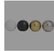 MULTI COLORED CERAMIC GEOMETRIC SMALL GOLF INSPIRED DECORATIVE BALL ORBS & VASE FILLER WITH HAMMERED DETAILS, SET OF 4 4"D