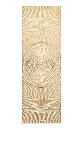 GOLD WOOD GEOMETRIC HANDMADE INTRICATELY CARVED RADIAL WALL DECOR, 16" X 1" X 48"