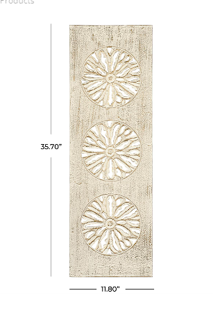 WOOD FLORAL HANDMADE INTRICATELY CARVED WALL DECOR,