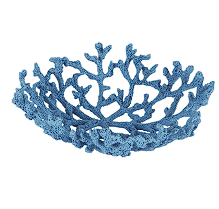 BLUE RESIN CORAL TEXTURED DECORATIVE BOWL,