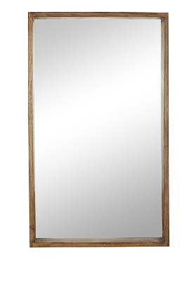 BROWN MANGO WOOD SIMPLISTIC WALL MIRROR WITH DEEP SET FRAME, 36" X 4" X 60"