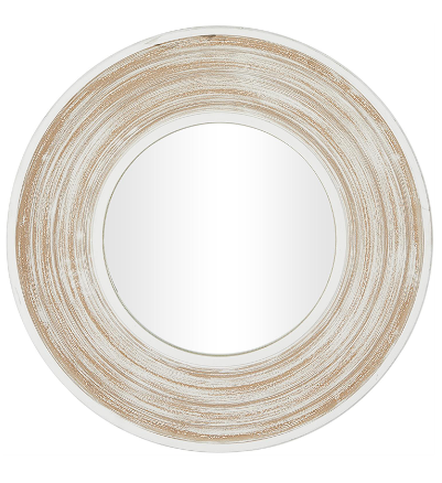 CREAM WOOD WALL MIRROR WITH WHITE WASH EFFECT