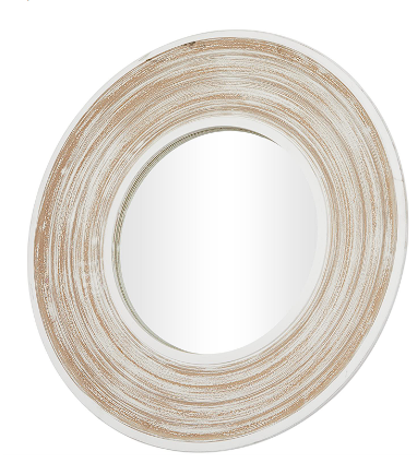 CREAM WOOD WALL MIRROR WITH WHITE WASH EFFECT