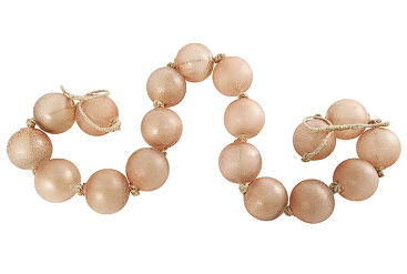 PINK GLASS HANDMADE EXTRA LONG FROSTED ORB GARLAND WITH TASSEL WITH KNOTTED JUTE ROPE, 92" X 3" X 3"