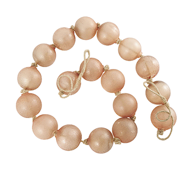 PINK GLASS HANDMADE EXTRA LONG FROSTED ORB GARLAND WITH TASSEL WITH KNOTTED JUTE ROPE, 92" X 3" X 3"