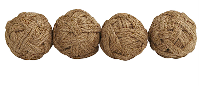 JUTE HANDMADE DECORATIVE BALL ORBS & VASE FILLER, SET OF 4 4"D