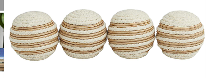 JUTE HANDMADE DECORATIVE BALL ORBS & VASE FILLER, SET OF 4 4"D