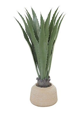 GREEN FAUX FOLIAGE AGAVE ARTIFICIAL PLANT WITH PINK CERAMIC POT, 18" X 18" X 37