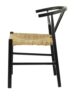 TEAK WOOD HANDMADE DINING CHAIR WITH WOVEN SEAGRASS SEAT, 20" X 21" X 29"