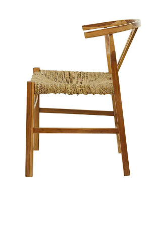 TEAK WOOD HANDMADE DINING CHAIR WITH WOVEN SEAGRASS SEAT, 20" X 21" X 29"