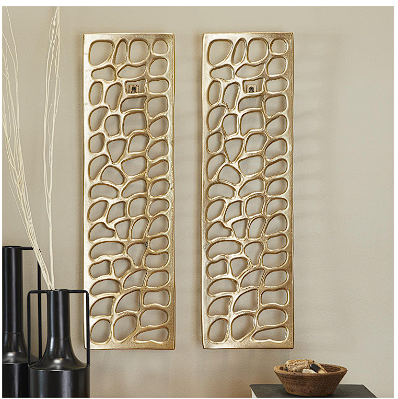 GOLD ALUMINUM ABSTRACT CUTOUTS WALL DECOR,