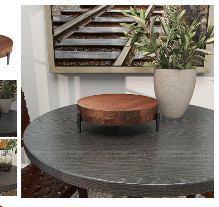 CREAM MANGO WOOD TRAY WITH BLACK METAL LEGS, 13" X 12" X 4"