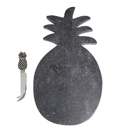 WHITE MARBLE HANDMADE CUTTING BOARD WITH MATCHING CHEESE KNIFE, SET OF 2 9", 6"W