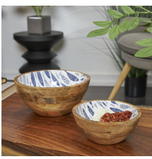 BLUE MANGO WOOD HANDMADE NESTING DECORATIVE BOWL,