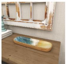 BROWN MANGO WOOD HANDMADE OCEAN INSPIRED TRAY WITH COLORFUL ENAMELED INTERIOR, 16" X 6" X 2"