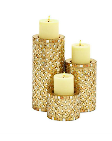 METAL HANDMADE CANDLE HOLDER WITH MOSAIC PATTERN