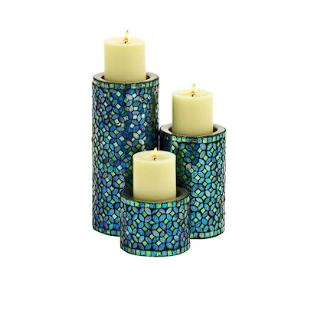 METAL HANDMADE CANDLE HOLDER WITH MOSAIC PATTERN
