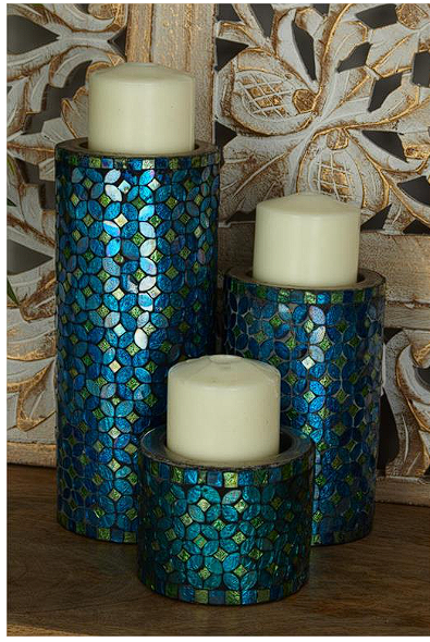 METAL HANDMADE CANDLE HOLDER WITH MOSAIC PATTERN