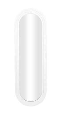 WOODEN OVAL WALL MIRROR WITH DIMENSIONAL CARVED FRAME AND BLACK DETAILING