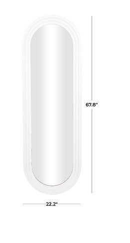 WOODEN OVAL WALL MIRROR WITH DIMENSIONAL CARVED FRAME AND BLACK DETAILING