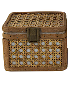 BROWN RATTAN HANDMADE WOVEN RATTAN BOX WITH BRONZE LATCHES