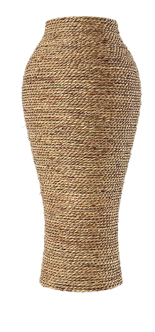 BROWN SEAGRASS HANDMADE TALL WRAPPED VASE, 11" X 11" X 24"