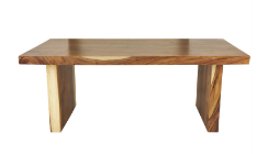 BROWN WOOD SIMPLISTIC DINING TABLE WITH BLOCK STYLE BASE, 79" X 42" X 30"