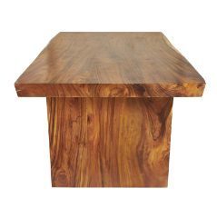 BROWN WOOD SIMPLISTIC DINING TABLE WITH BLOCK STYLE BASE, 79" X 42" X 30"