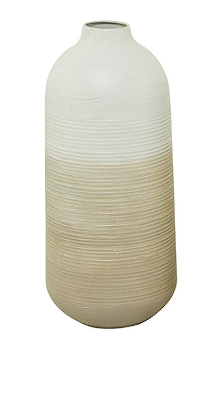 BROWN METAL VASE WITH EMBOSSED RIBBING