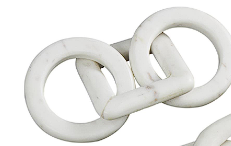 WHITE MARBLE CHAIN GEOMETRIC 3 LINK SCULPTURE WITH VARIOUS SHAPES