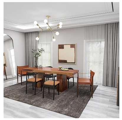 LIGHT BROWN WOOD HANDMADE DINING TABLE WITH BLOCK STYLE BASE, 86" X 34" X 30"