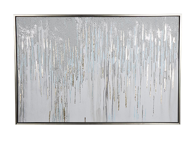 LIGHT BLUE CANVAS ABSTRACT MELTING FRAMED WALL ART WITH GOLD FOIL ACCENTS, 60" X 2" X 40"