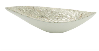 WHITE MOTHER OF PEARL TRAY, 22" X 6" X 10"