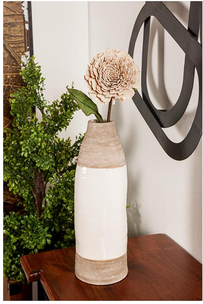 WHITE SOLA PITH PLANT FIBER TRADITIONAL ARTIFICIAL FLOWER STEM, 23" X 5" X 3"