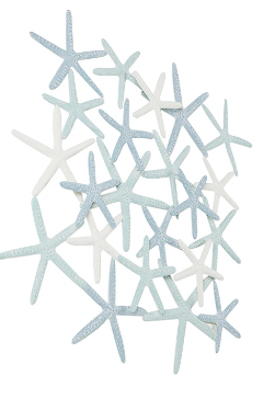 LIGHT BLUE METAL STARFISH OVERLAPPING WALL DECOR, 32" X 1" X 32"