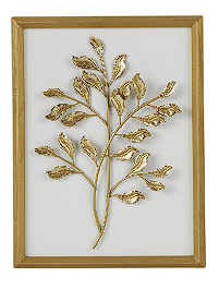 GOLD WOOD LEAF 3D WALL DECOR WITH BEVELED FRAME