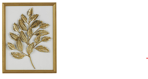 GOLD WOOD LEAF 3D WALL DECOR WITH BEVELED FRAME