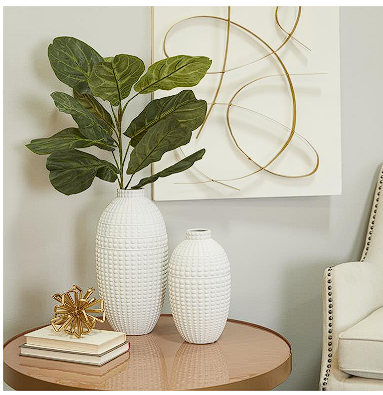 COSMOLIVING BY COSMOPOLITAN WHITE CERAMIC VASE