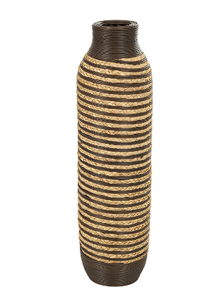 BROWN SEAGRASS HANDMADE VASE, 9" X 9" X 32"