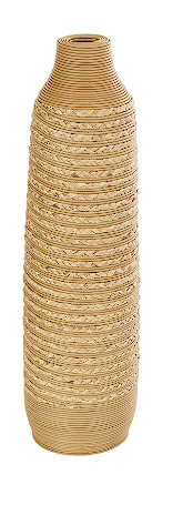 LIGHT BROWN SEAGRASS HANDMADE VASE, 9" X 9" X 32"