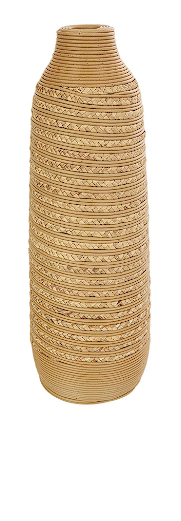 LIGHT BROWN SEAGRASS HANDMADE VASE, 8" X 9" X 24"