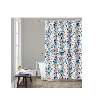 13PC PRINTED SHOWER CURTAIN WITH ROLLER HOOKS(70"X72")