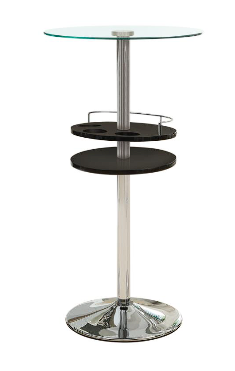 Gianella Glass Top Bar Table with Wine Storage Black and Chrome